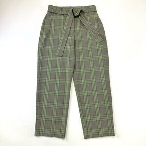 Wilfred plaid belted trousers Womens Size 6 Aritizia navy green tan Heritage
